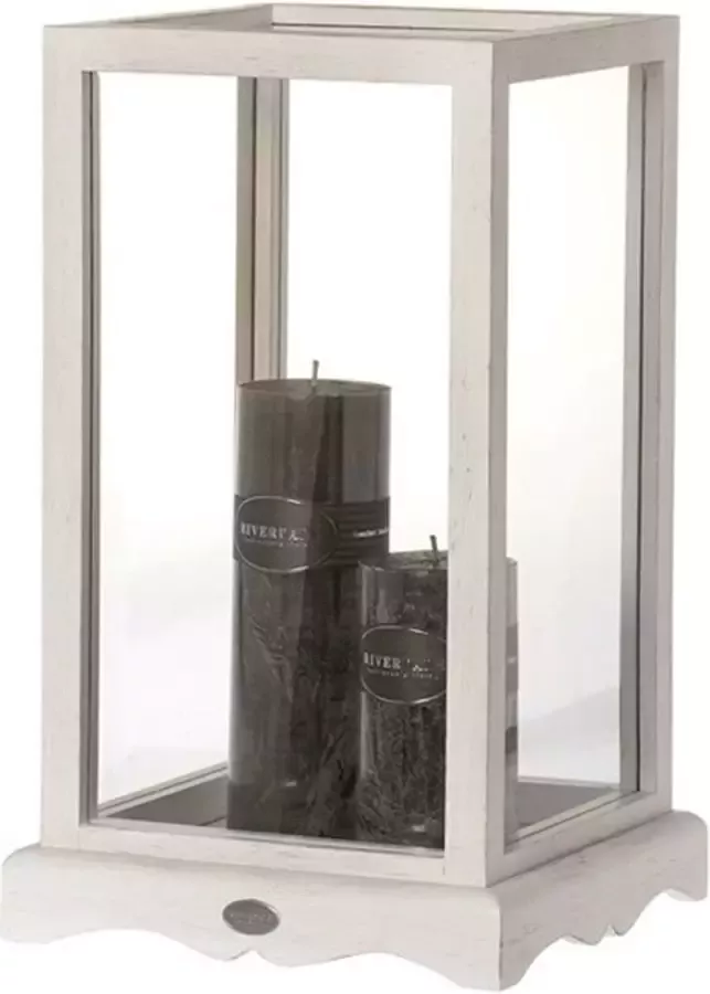 Riverdale windlicht Vitrine box Chelsea glas hout wit 44cm