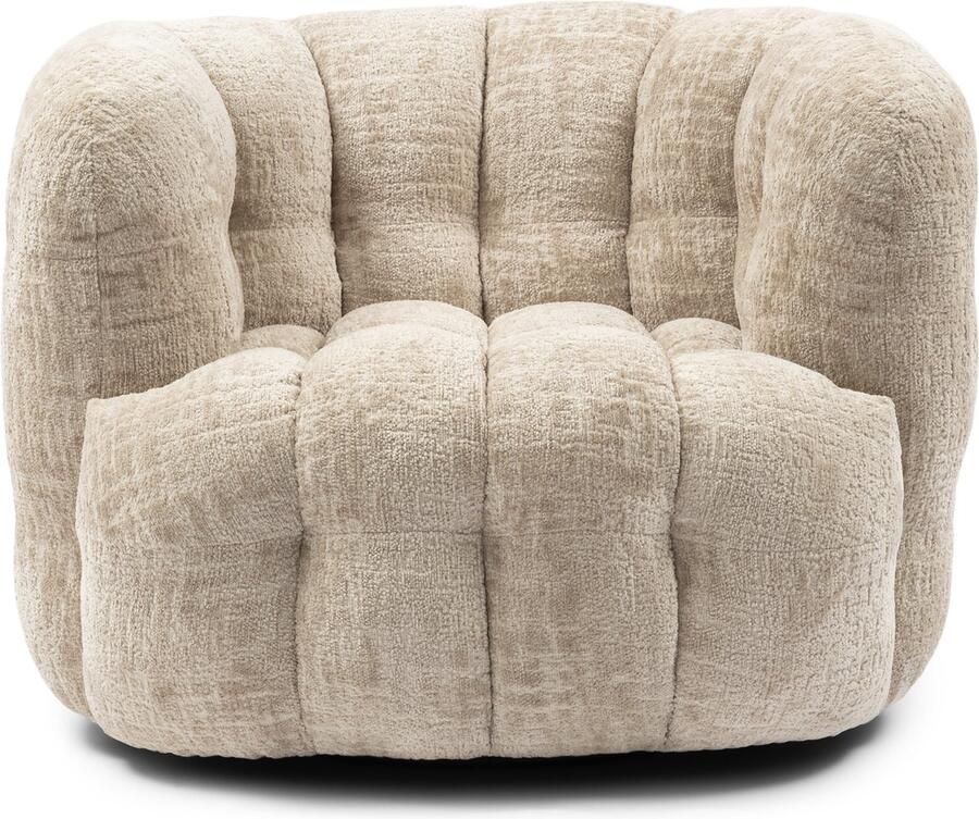 Riviera Maison Arosa Swivel Armchair Natural Polyester Beukenhout Natural 97.0x103.0x77.0 cm