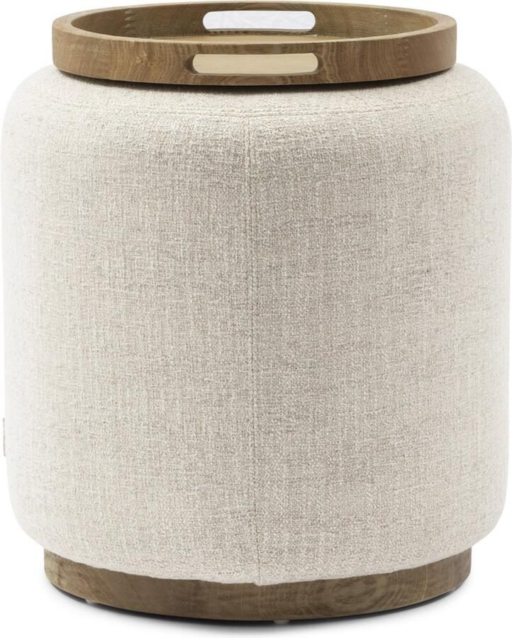 Riviera Maison Babylon End Table with Tray S FR Polyester Rubberwood Elmwood Antiek Wit 53.0x53.0x61.0 cm