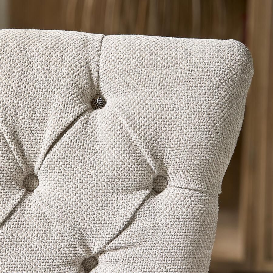 Riviera Maison Stoel Beige Eetkamerstoel Gecapitonneerd klassiek Balmoral Dining Chair Polyester acryl hout (LxBxH) 67.0x55x99.0 - Foto 2