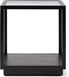 Rivièra Maison Bijzettafel Roger Mangohout en Glas 50 x 50cm Black Vierkant