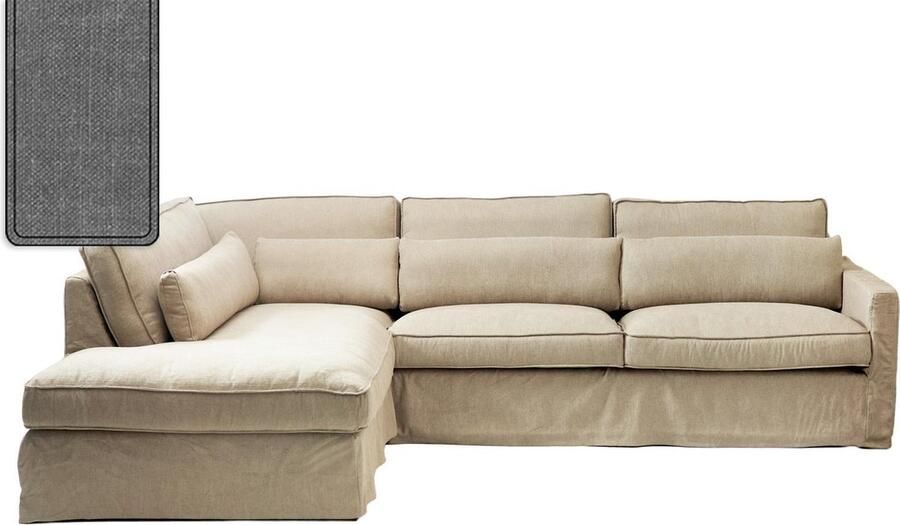 Riviera Maison Brompton C Corner Sofa CL L Cot Gre Katoen Beukenhout Grijs 297.0x222.0x89.0 cm