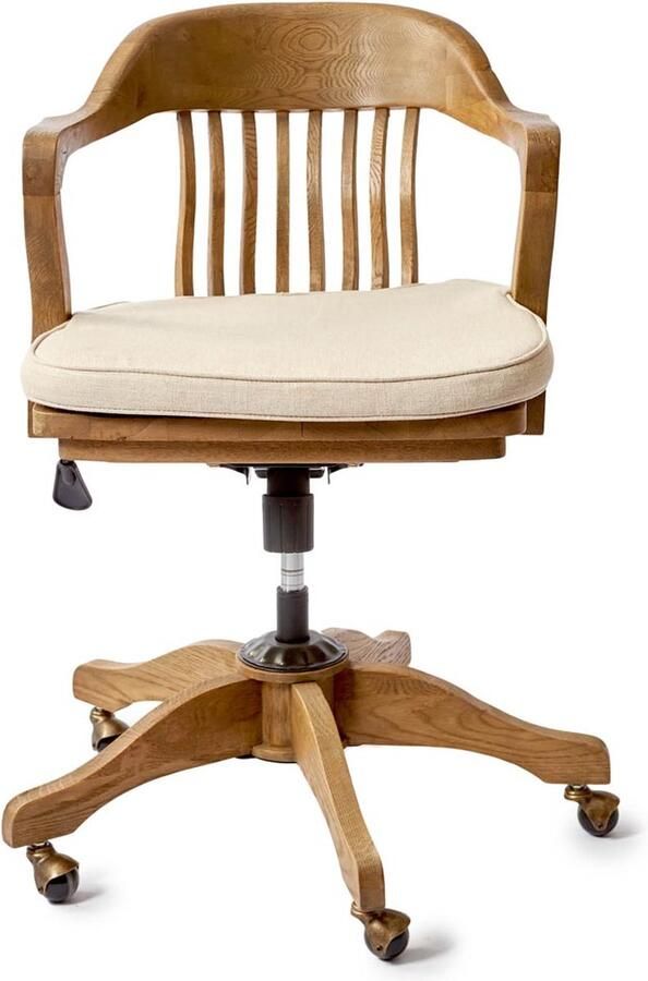 Rivièra Maison Elegante Bureaustoel in Eikenhout met Katoen 60x68x93 cm