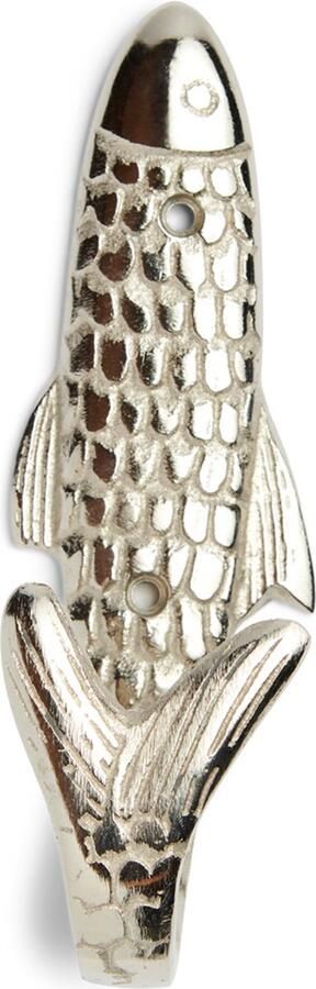 Riviera Maison dubbele Ophanghaak Dier Wandhaak vis Maat S 1 stuk Kapstokhaak Deurhaak Badkamer haak Handdoekhouder De Pêche Hook Zilver Aluminium