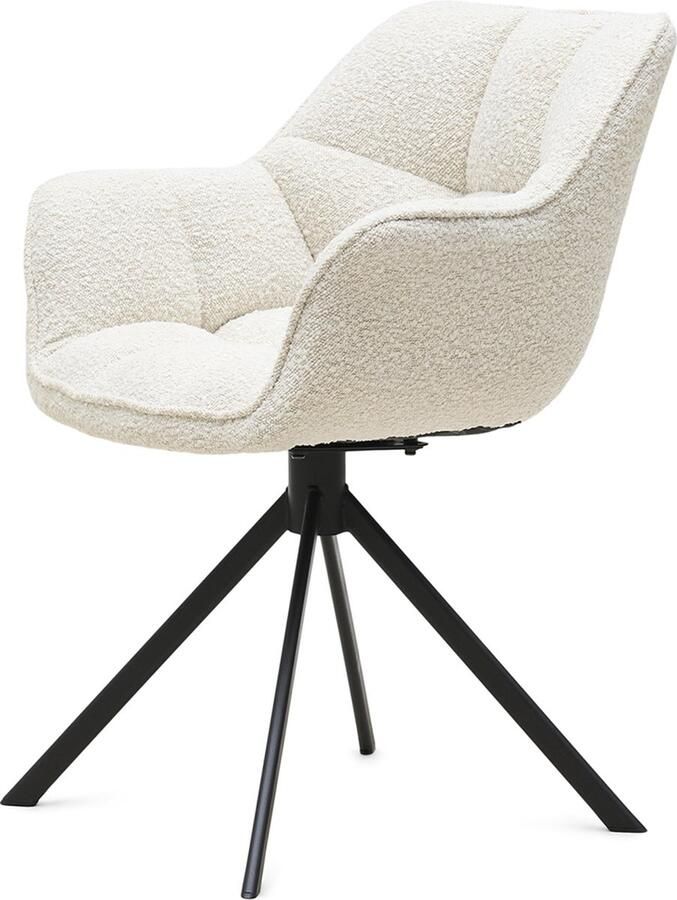 Riviera Maison Eetkamerstoel Met Armleuning Carnaby Dining Armchair Mouliné Linnen Naturel