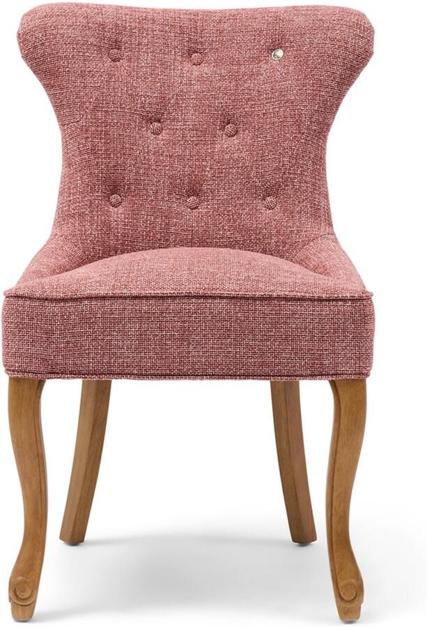 Riviera Maison George Dining Chair Coral Pink Polyester Rubberhout Coral Pink 59.0x60.0x93.0 cm