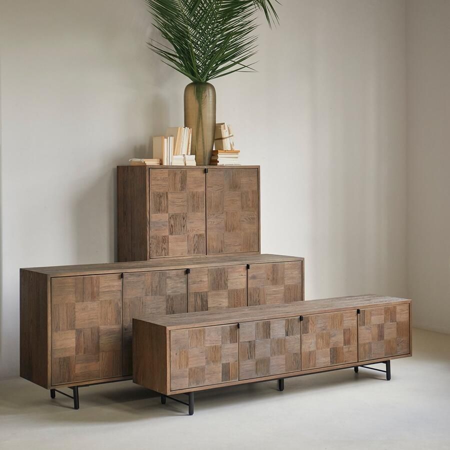 Riviera Maison Kast Bruin Opbergkast met deuren en planken 2 lades Mac Arthur Park Cabinet Hout ijzer (LxBxH) 45x105x151 - Foto 3