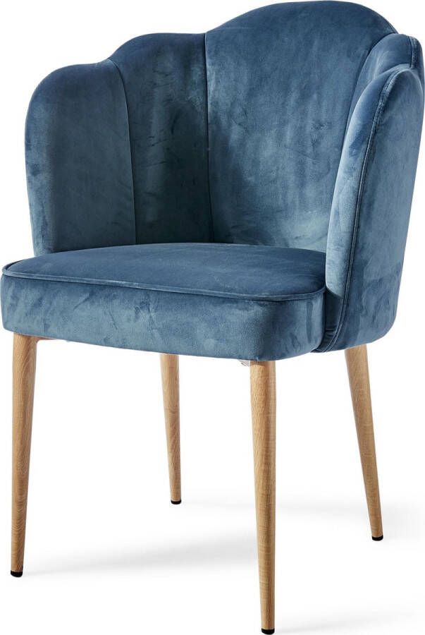 Riviera Maison Rivièra Maison Lauderdale Dining Chair Eetkamerstoel Velvet Ocean Blue