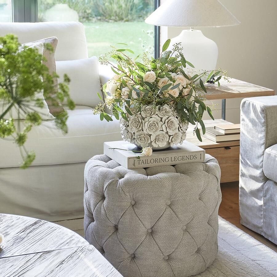 Riviera Maison Opera Footstool Chelsea Flax Polyester Acryl Rubberhout Chelsea Flax - Foto 2