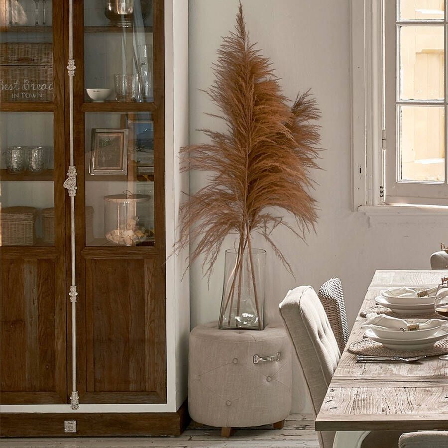 Rivièra Maison Riviera Maison Bowery Footstool linen Flax 46.0x48.0x48.0 cm