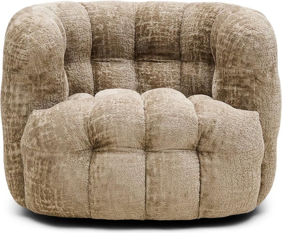 Riviera Maison Arosa Swivel Armchair Taupe Polyester Beukenhout Taupe 97.0x103.0x77.0 cm