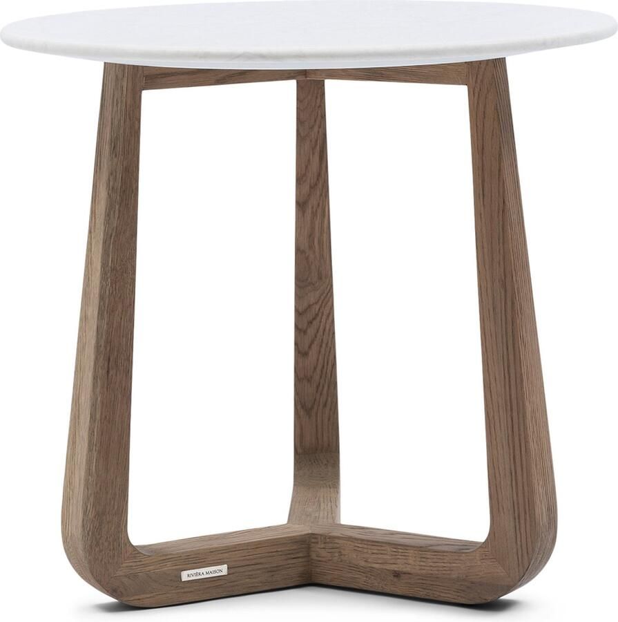 Rivièra Maison Luxe Ronde Salontafel in Marmer en Eikenhout Hoogte 55 cm