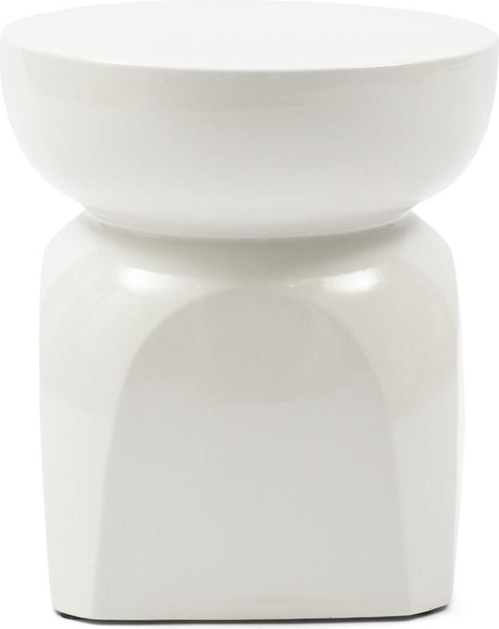 Rivièra Maison Ronde Porto Einde Tafel in Wit K34 Keramiek met een hoogte van 42 5 cm