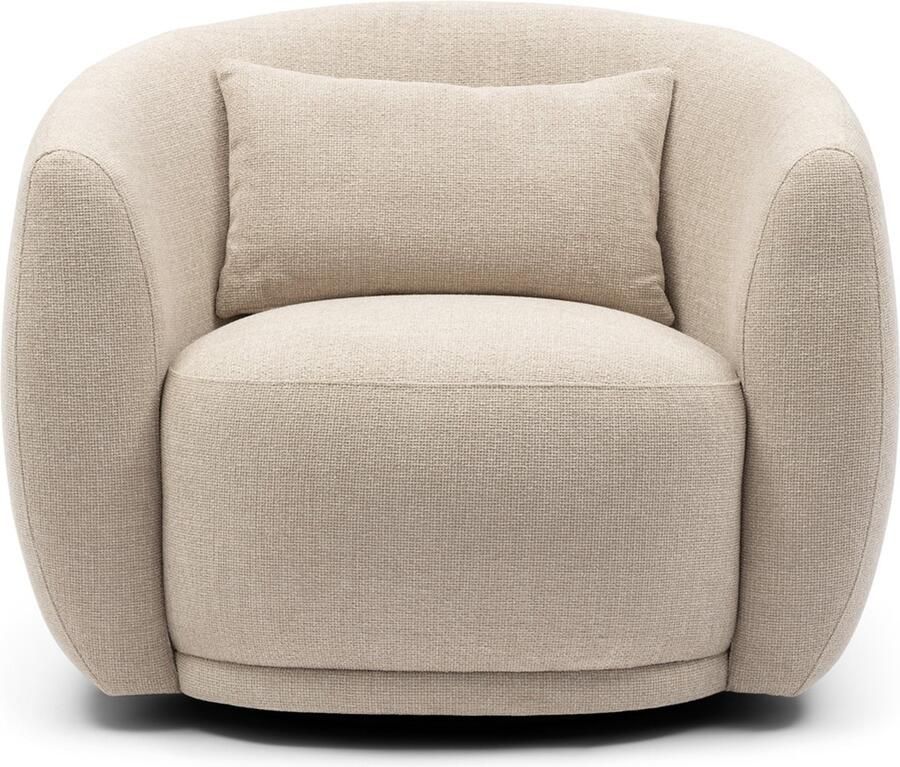 Riviera Maison Leonardo Swivel AC Glossy Flax Polyester Rubberwood Iron Glossy Flax