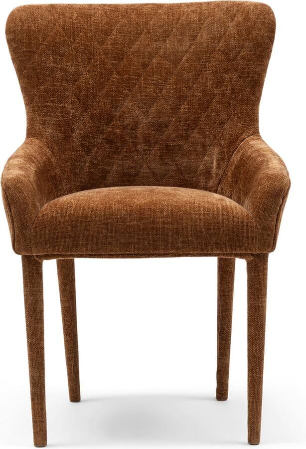 Rivièra Maison Elegante Eetkamerstoel in Maroon Bruin van Polyester en Rubberhout 56x58x83 cm