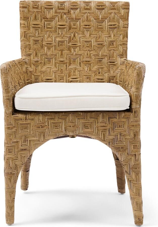 Riviera Maison Rivièra Maison Eetkamerstoel The Hamptons Wit Rattan en Katoen