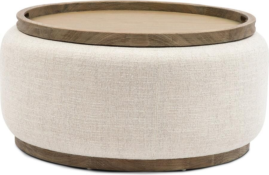 Riviera Maison Babylon Coffee Table with Tray Polyester Rubberwood Elmwood Antiek Wit 93.0x93.0x45.0 cm - Foto 2