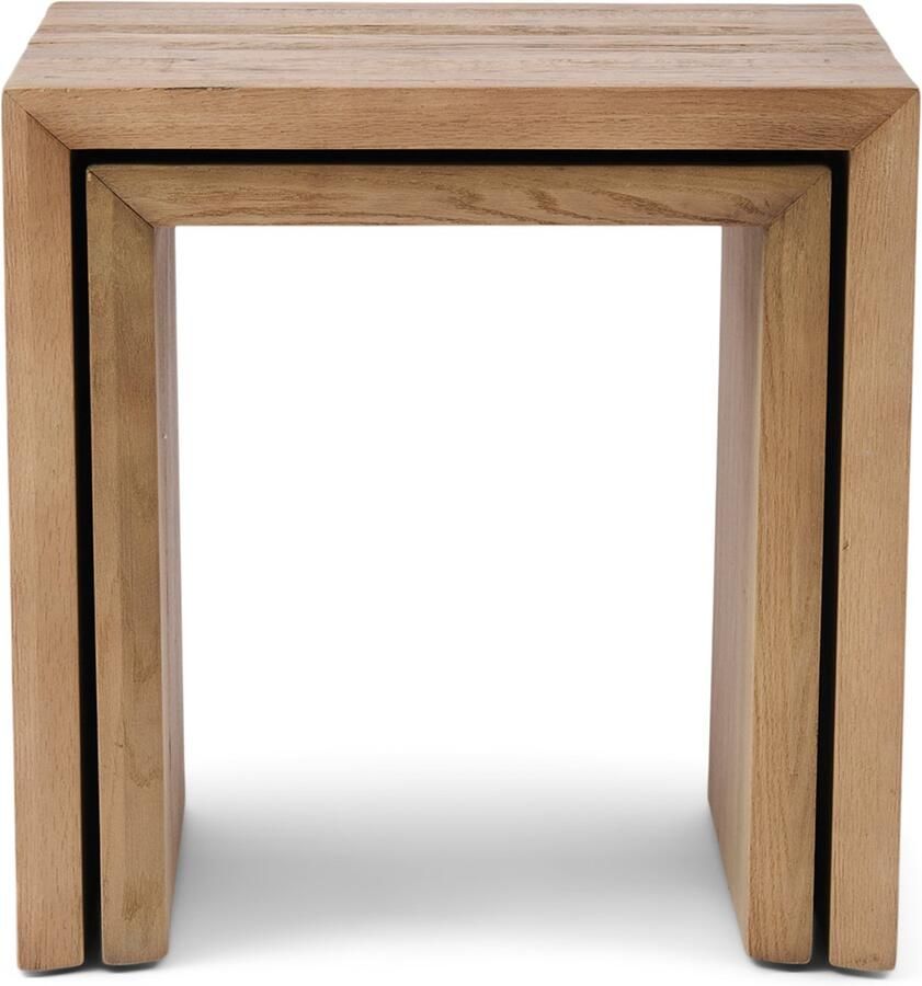 Riviera Maison Rivièra Maison Set van Bijzettafels Natuurlijk Eiken Eikenhout