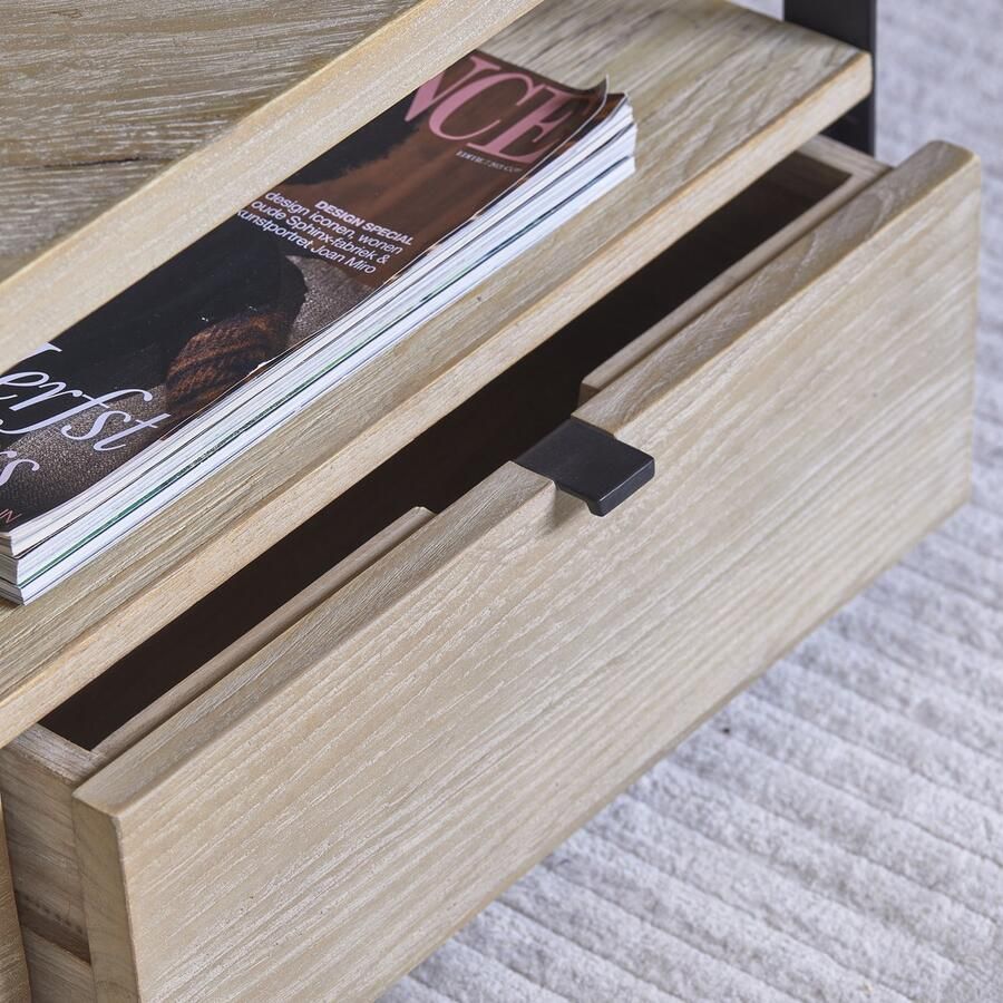 Riviera Maison Salontafel vierkant Milan Coffee Table Parquet 90x90 Gerecycled Eikenhout IJzer Bruin - Foto 2