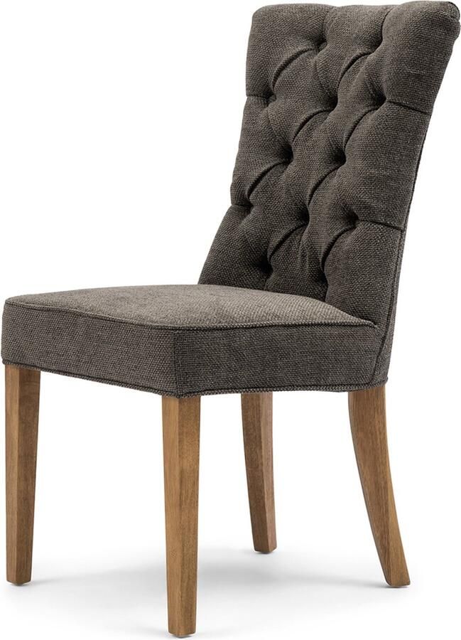 Riviera Maison Stoel Bruin Eetkamerstoel Gecapitonneerd klassiek Balmoral Dining Chair Polyester acryl hout (LxBxH) 67.0x55x99.0 - Foto 2