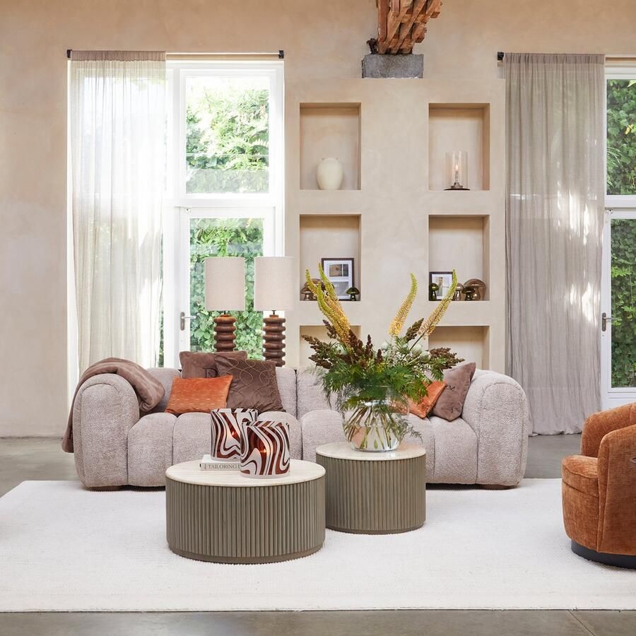 Rivièra Maison 5-zits Bank in Soft Walnut van Polyester met afmetingen 298x109x80 cm