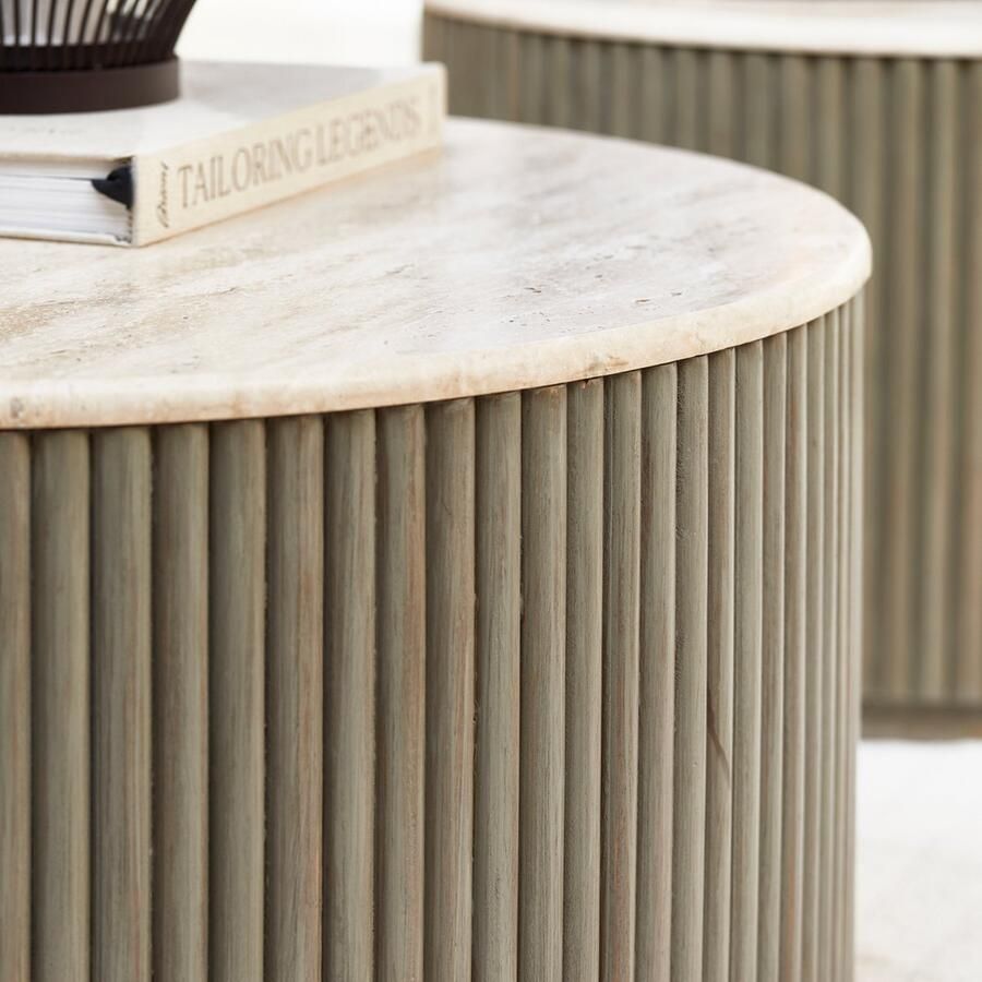 Riviera Maison Villanova Coffee Table D80 H37 Travertine 89.0x89.0x89.0 cm