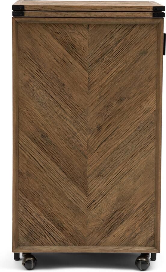 Riviera Maison Wijnkast Bruin Barkast met deur en wielen 20 vakken Portella Bar Cabinet Hout ijzer (LxBxH) 49x53x94 - Foto 2