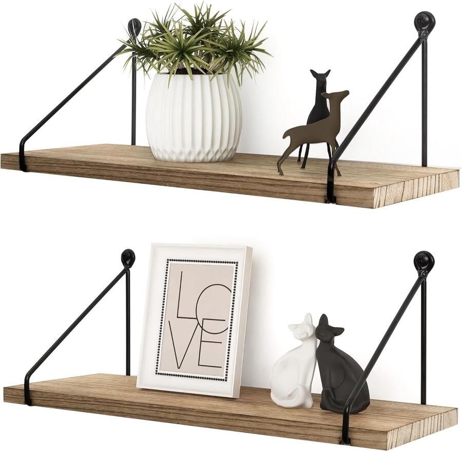 Rixora Bamboe Wandplanken – Set van 2 – Duurzame Zwevende Planken met Premium Afwerking – Wandplanken voor Boeken Planten en Decoratie – Voor Woonkamer Slaapkamer Badkamer en Keuken – Natuurkleur - Foto 2