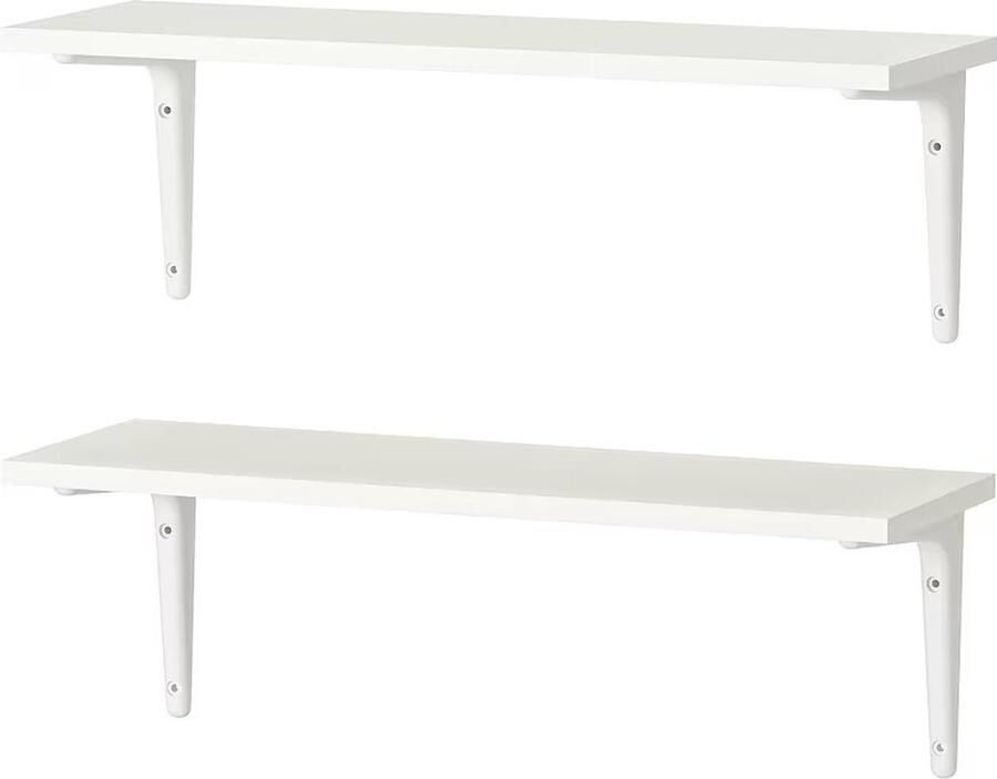 Rixora Wandplank set van 2 zwevende planken met hoogglans afwerking wandplank voor fotolijstjes en boeken woonkamer slaapkamer badkamer 59cm x 20cm keuken Wit