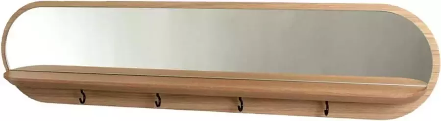 RM Design Spiegel wandplank Maanlicht- Groot massief Eiken plank met 4 haakjes B 70 x H 17 cm