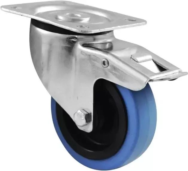 ROADINGER Swivel Castor 100mm BLUE WHEEL with brake