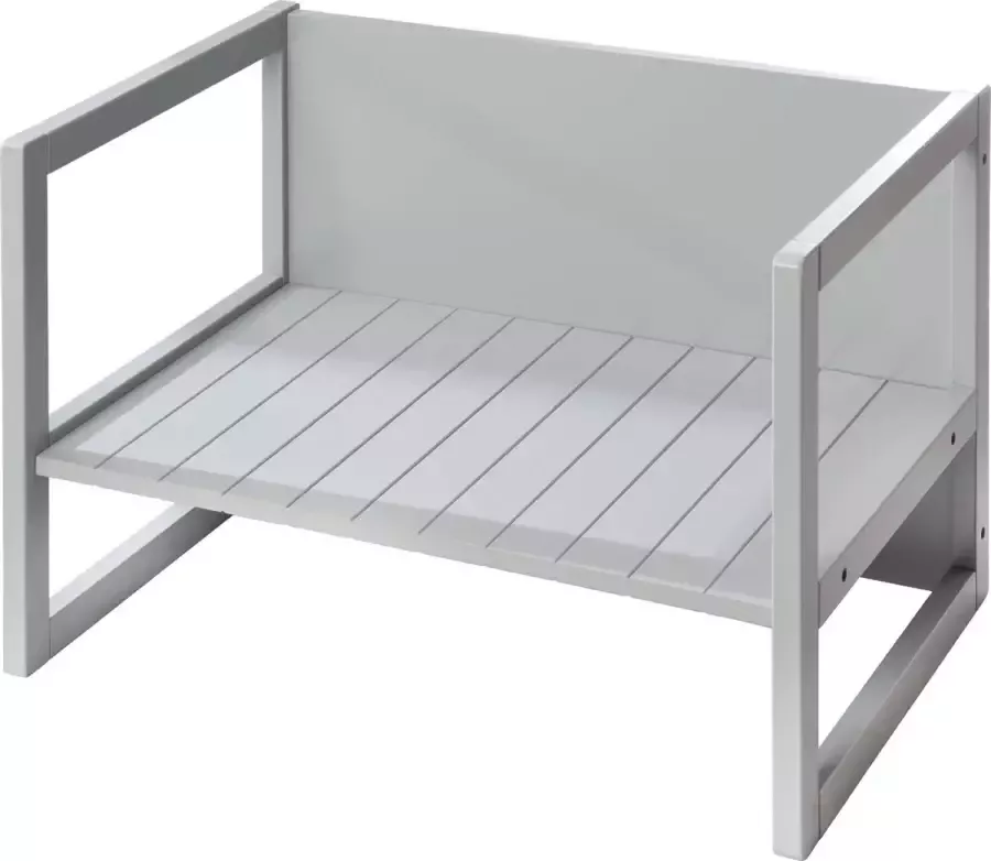 Roba Houten Bank in Landelijke Stijl Omvormbaar tot Tafel of Bank met 2 Zithoogtes Grijs