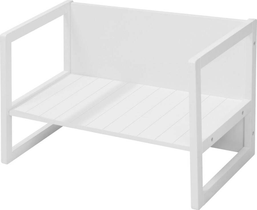 Roba Houten Bank in Landelijke Stijl Omvormbaar tot Tafel of Bank met 2 Zithoogtes Wit