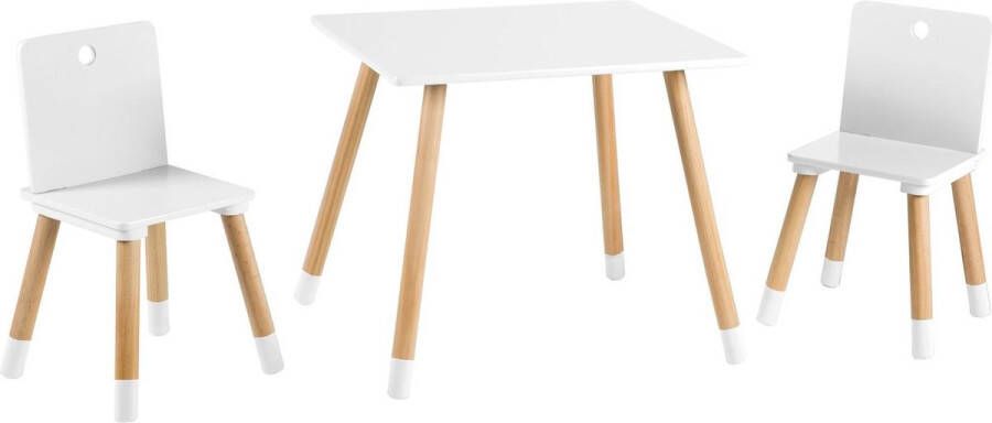 Roba Houten Kinderspeeltafel en Stoelenset Met 2 Stoelen en 1 Tafel Houten Zitset Wit