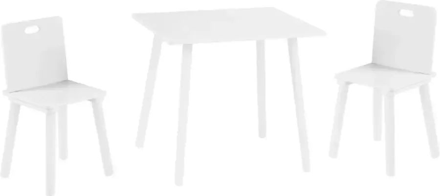 Roba Houten Kinderspeeltafel en Stoelenset met 2 Stoelen en 1 Tafel (Wit)