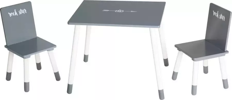 Roba Kinderspeeltafel en 2 Speelstoelen 'Rock Star Baby 3' Houten Zitset Donkergrijs