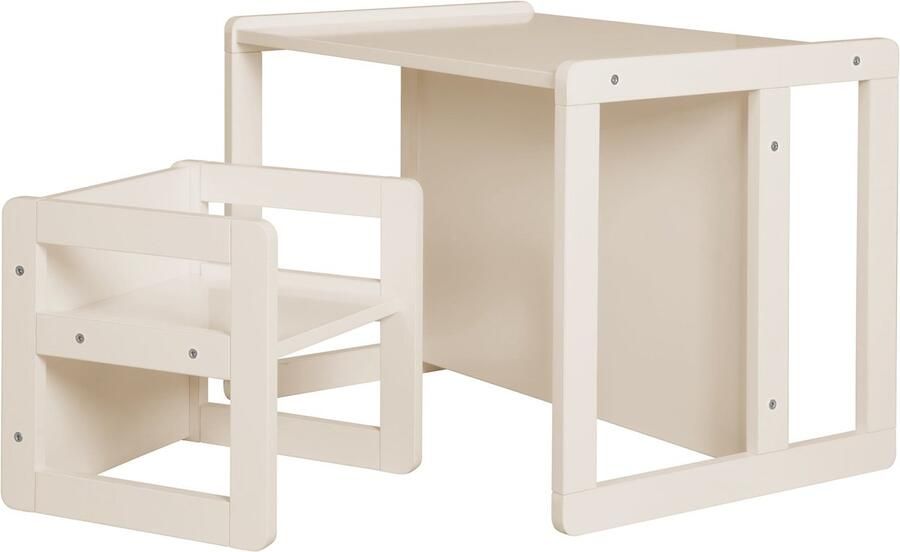 Roba Houten Kinderzitgroep 3in1 Tafel Draaibaar tot Bankje + Krukje Beige Kasjmier