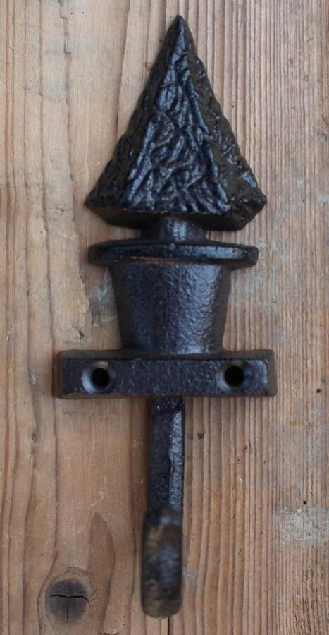 Robanjer Gietijzeren enkele kapstokhaak buxus donkerbruin