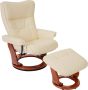 Robas Lund MCA relaxfauteuil Montreal TV-fauteuil kruk echt leer 130kg draagvermogen ~ crème honingkleurig - Thumbnail 2