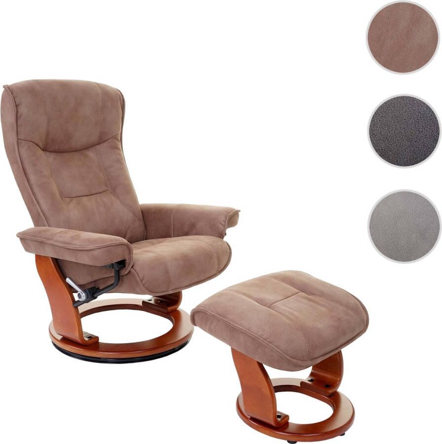 Robas Lund MCA Relax fauteuil Hamilton TV fauteuil kruk stof textiel 130kg belastbaar ~ antiek bruin honingkleurig