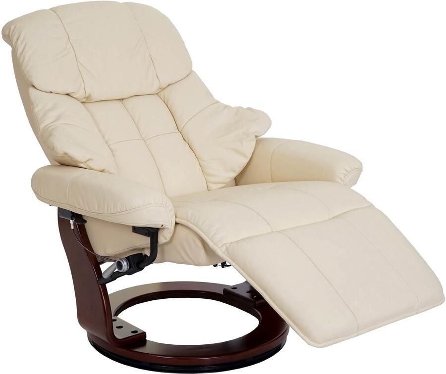 Robas Lund MCA Calgary 2 fauteuil TV fauteuil echt leer 150kg belastbaar ~ crème walnoot look