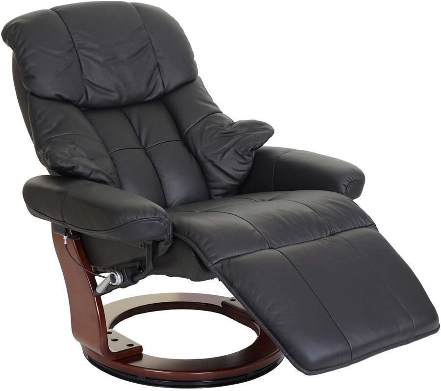 Robas Lund MCA Calgary 2 fauteuil TV fauteuil echt leer 150kg belastbaar ~ zwart walnoot look