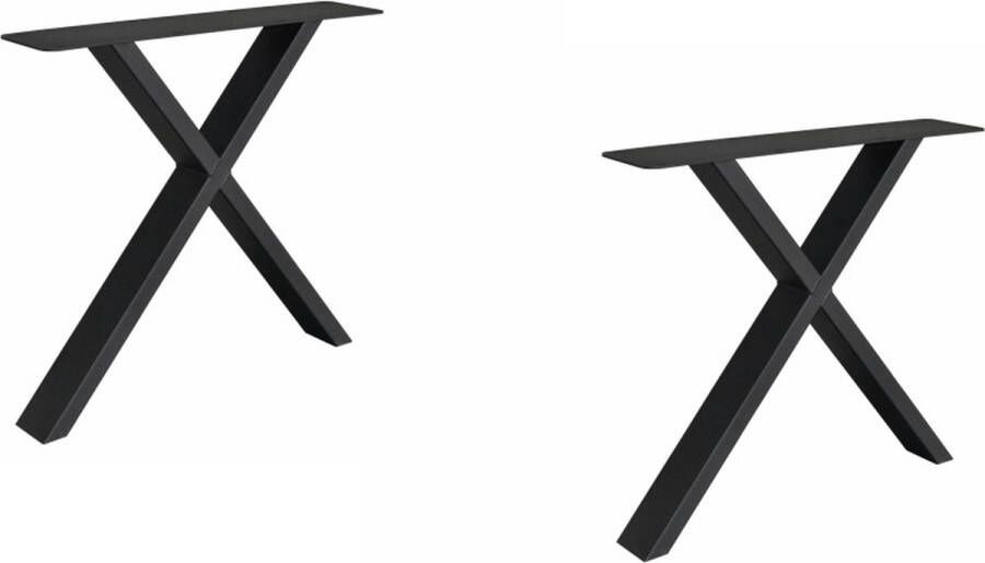 Robustiek Wonen 2 st. Premium Stalen X Tafelpoten Zwart Koker 100 x 40 X Metalen Tafel Onderstel X + 3 jaar garantie 100% Nederlandse kwaliteit- Inclusief bevestigingsmateriaal