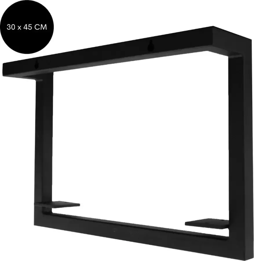 Robustiek Wonen Industriële plankdrager wandrek schapdrager 45 cm mat zwart staal metaal