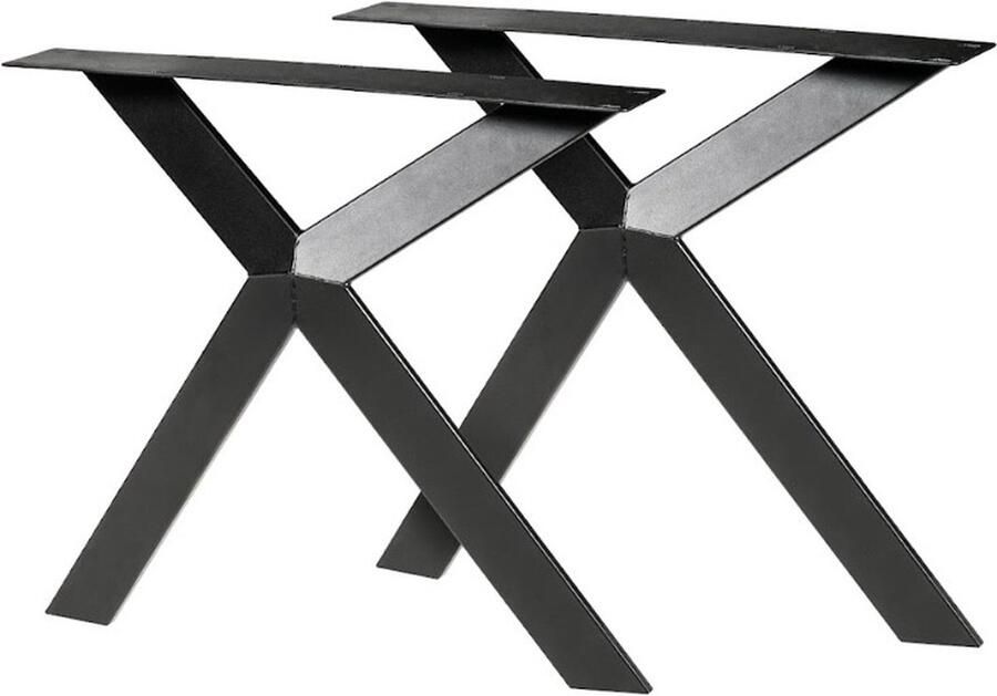 Robustiek Wonen SET (2 X) Stalen X Y met knik Tafelpoten Zwart Koker X Metalen Tafel Onderstel X + 3 jaar garantie - Foto 2