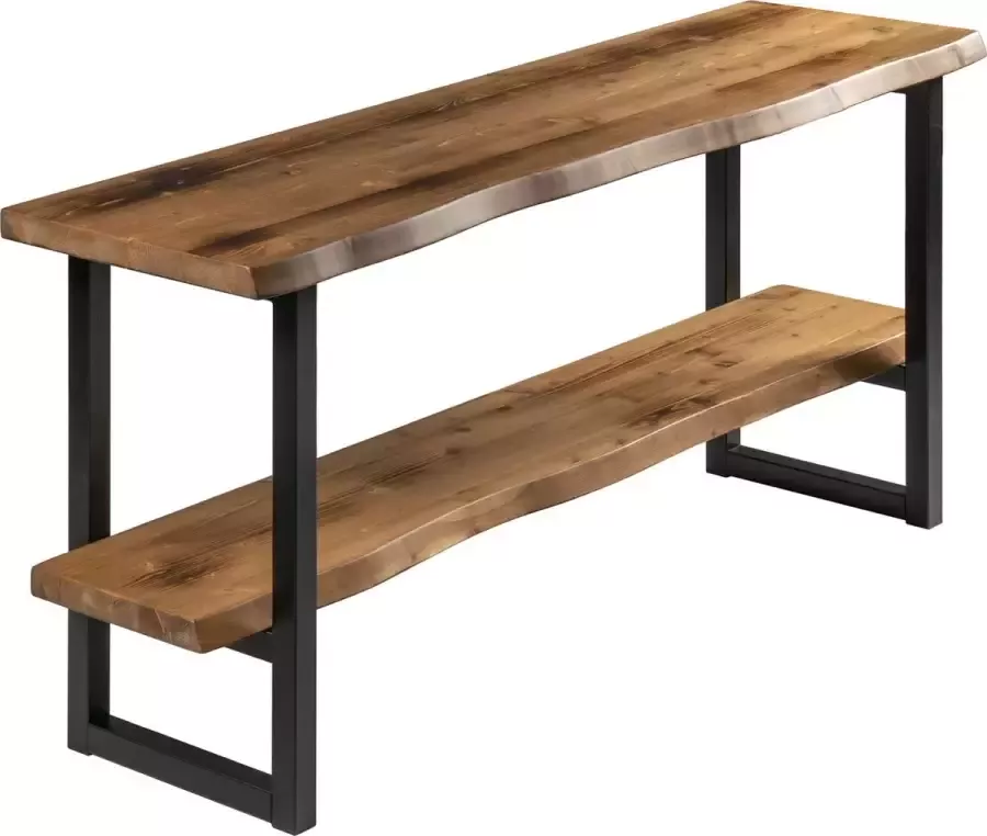 Robustiek Wonen Sidetable Boomstam 140x40x76 Bijzettafel -Wandtafel Haltafel Dressoir Industrieel Zwart