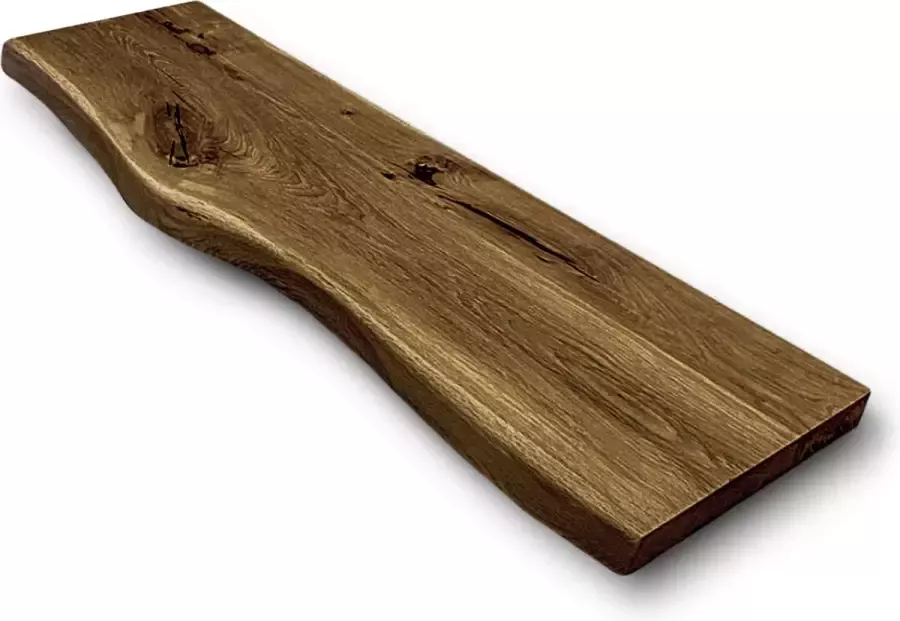 Robustiek Wonen Wandplank Massief Eiken Hout Zwevend 60x30 – Met Blinde Bevestiging – Castle Brown Boomstam Plank Boekenplank