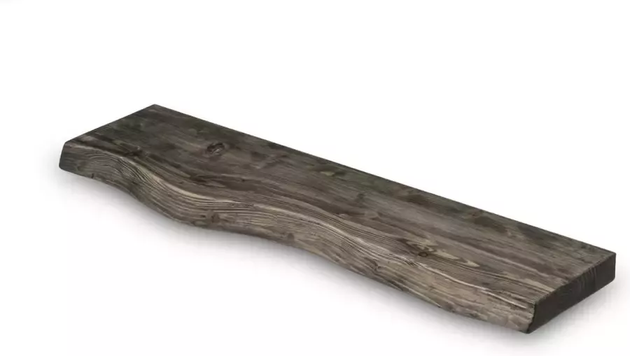Robustiek Wonen Wandplank Hout Zwevend 60x20 cm Incl. Bevestigingsmateriaal – Smoke Boomstam Muurplank – Boekenplank