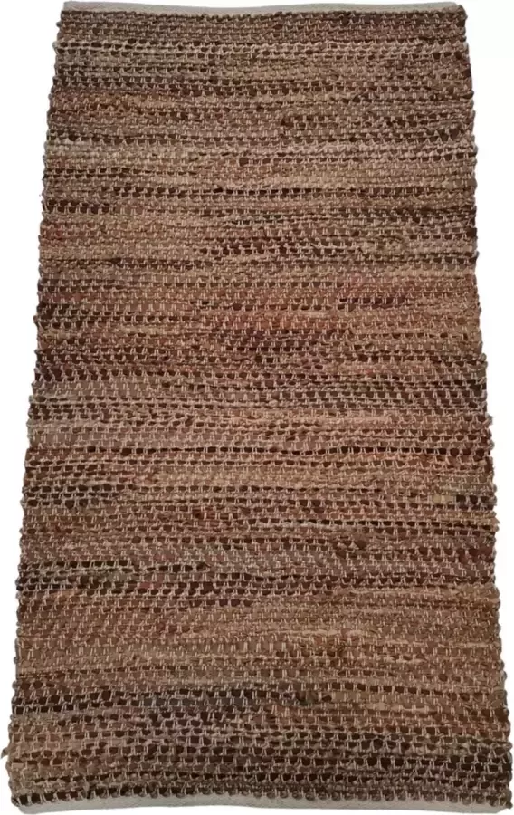 Rocaflor Vloerkleed 80x140cm jute gerecycled leer aardetinten geweven