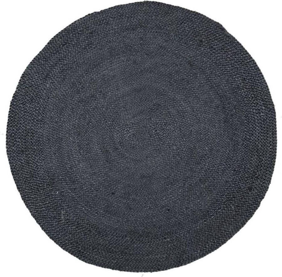 Rocaflor -Vloerkleed-gevlochten-jute-zwart-rond-ø-120cm